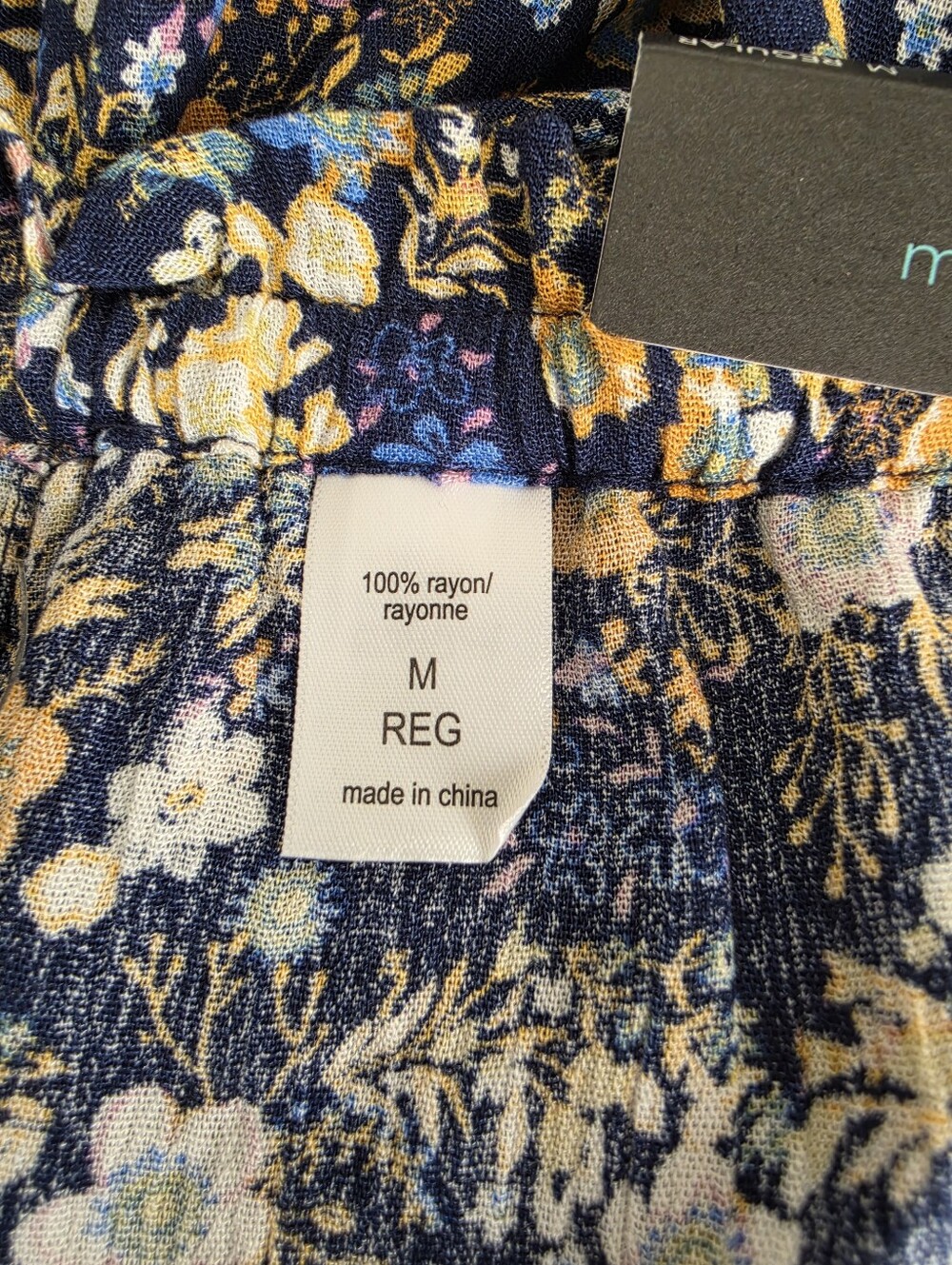 Maurices Navy Blue Yellow Floral Flowy Wide Leg Palazzo Pants Size Medium New - Picture 5 of 10